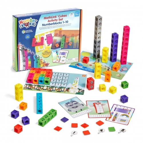 Klocki, Kostki Matematyczne, Zestaw Edukacyjny 1-10, MathLink Cubes, Numberblocks