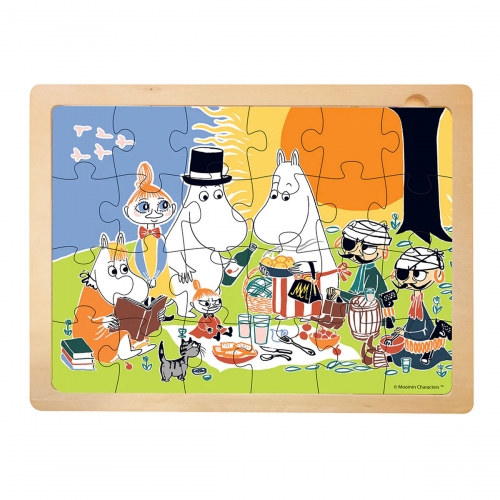 Drewniane Puzzle, 24 el. Muminki - Piknik