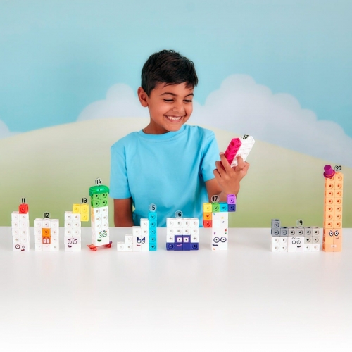 Klocki, Kostki matematyczne, Zestaw edukacyjny 11-20, MathLink Cubes, Numberblocks