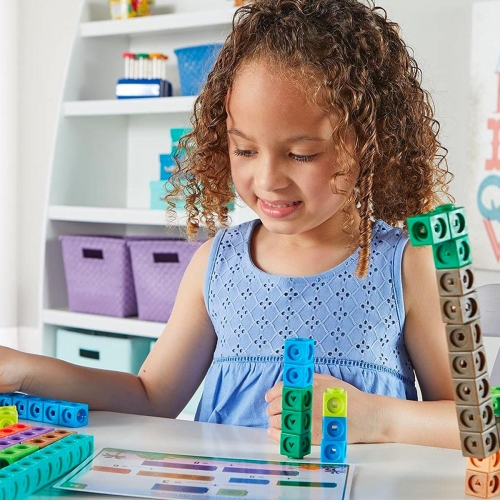 Klocki. Kostki Matematyczne. Zestaw Edukacyjny. MathLink Cubes. Czas Dino