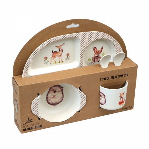 Zestaw Naczyń Dziecięcych z Melaminy, 5 el., Wood Friends