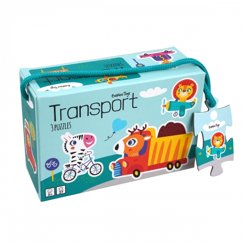Moje pierwsze puzzle, 3 układanki, 6, 9, 12 el., Transport, Little Bright Ones