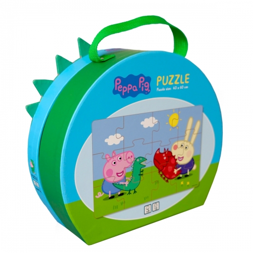 Puzzle w Ozdobnym Pudełku - Walizce, George, 12 el., Świnka Peppa