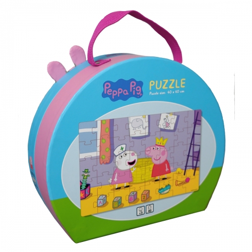 Puzzle w Ozdobnym  Pudełku - Walizce, Teddy, 40 el., Świnka Peppa