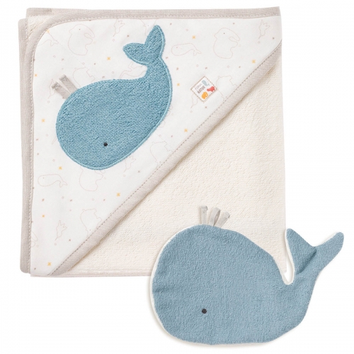 Ręcznik z Kapturem i Myjką, Wieloryb, z kolekcji: Natura