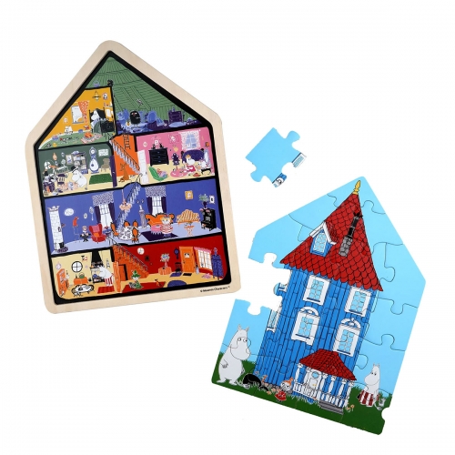 Drewniane Baby Puzzle, 19 el. Muminki - Dom