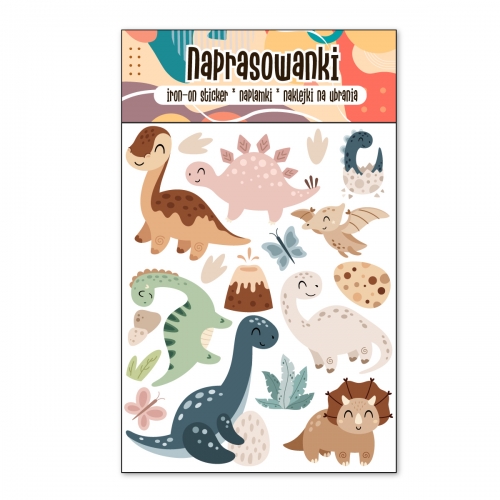 Naprasowanki, Naplamki, Termo Naklejki na Ubrania DTF - Dinozaury 2
