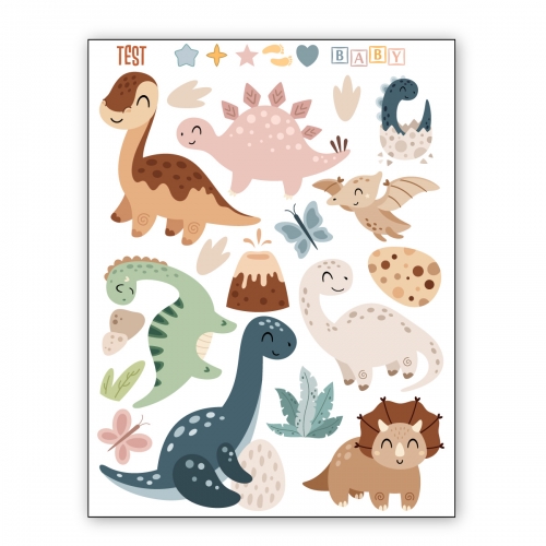 Naprasowanki, Naplamki, Termo Naklejki na Ubrania DTF - Dinozaury 2