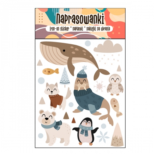Naprasowanki, Naplamki, Termo Naklejki na Ubrania DTF - Zwierzątka Arktyczne