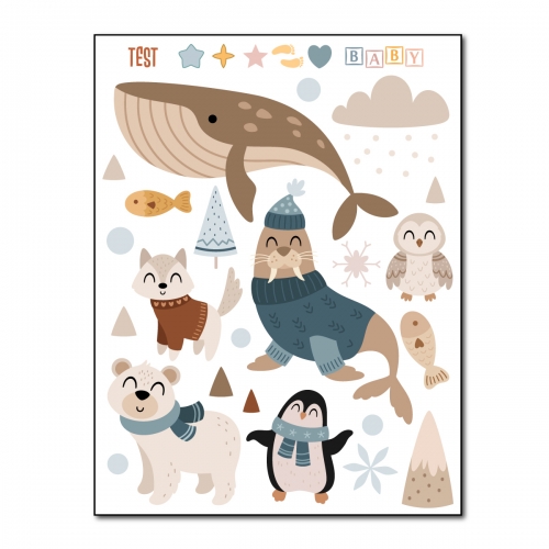 Naprasowanki, Naplamki, Termo Naklejki na Ubrania DTF - Zwierzątka Arktyczne