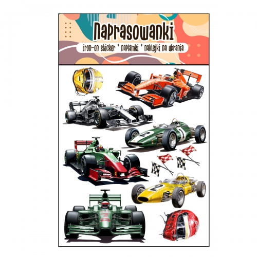 Naprasowanki, Naplamki, Termo Naklejki na Ubrania DTF - Wyścigówki