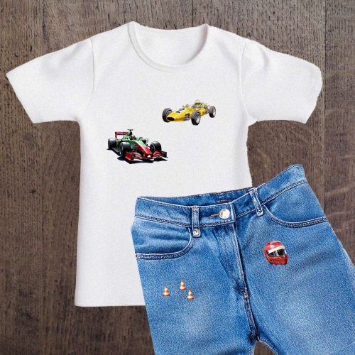 Naprasowanki, Naplamki, Termo Naklejki na Ubrania DTF - Wyścigówki