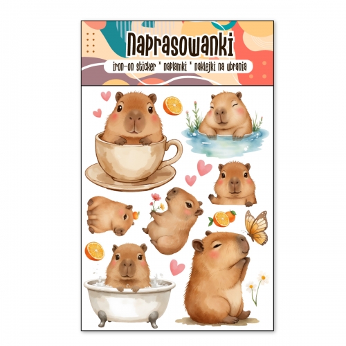 Naprasowanki, Naplamki, Termo Naklejki na Ubrania DTF - Kapibara 2