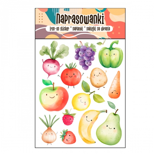 Naprasowanki, Naplamki, Termo Naklejki na Ubrania DTF - Owoce i Warzywa