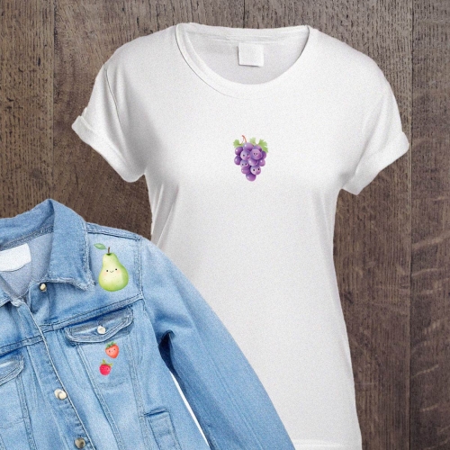 Naprasowanki, Naplamki, Termo Naklejki na Ubrania DTF - Owoce i Warzywa