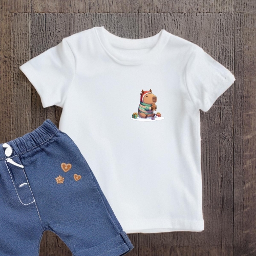 Naprasowanki, Naplamki, Termo Naklejki na Ubrania DTF - Świąteczna Kapibara