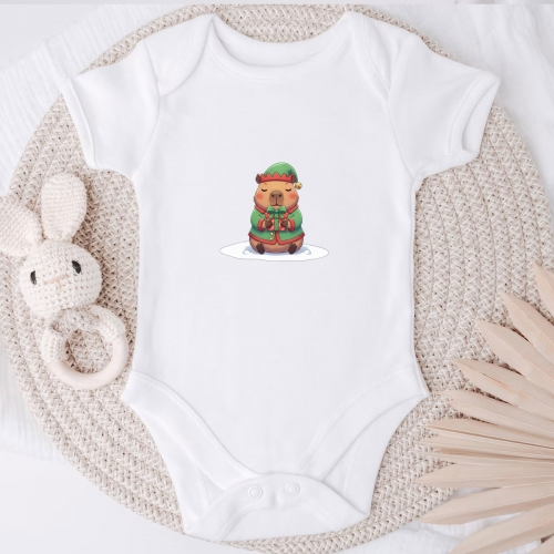 Naprasowanki, Naplamki, Termo Naklejki na Ubrania DTF - Świąteczna Kapibara