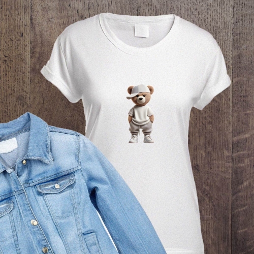 Naprasowanki, Naplamki, Termo Naklejki na Ubrania DTF - Miś w Dresie