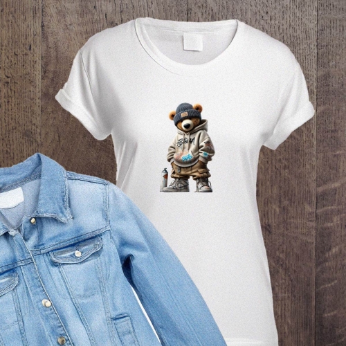 Naprasowanki, Naplamki, Termo Naklejki na Ubrania DTF - Miś Graffiti