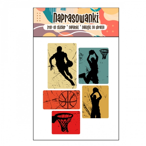 Naprasowanki, Naplamki, Termo Naklejki na Ubrania DTF - Koszykówka 5el.