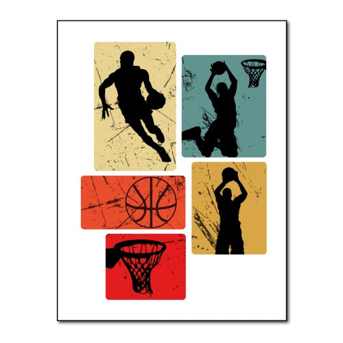 Naprasowanki, Naplamki, Termo Naklejki na Ubrania DTF - Koszykówka 5el.