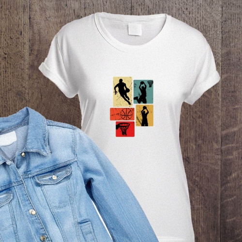 Naprasowanki, Naplamki, Termo Naklejki na Ubrania DTF - Koszykówka 5el.