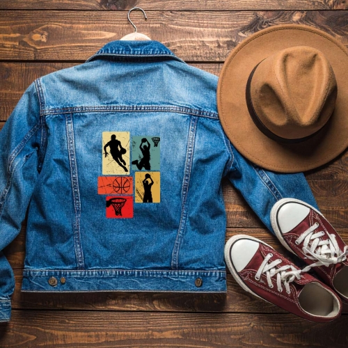 Naprasowanki, Naplamki, Termo Naklejki na Ubrania DTF - Koszykówka 5el.