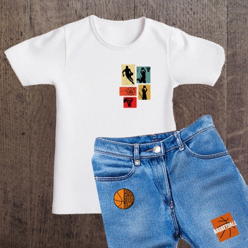 Naprasowanki, Naplamki, Termo Naklejki na Ubrania DTF - Koszykówka 10el.