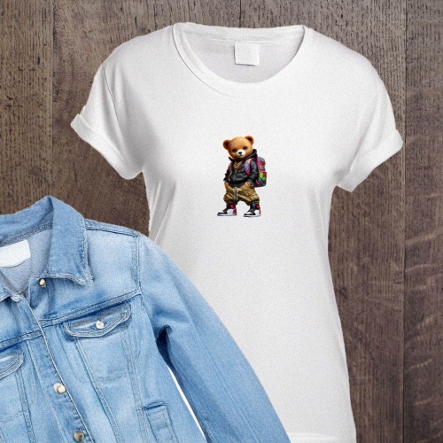 Naprasowanki, Naplamki, Termo Naklejki na Ubrania DTF - 2 Misie - zestaw z Plecakiem