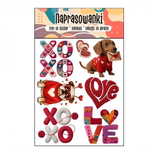 Naprasowanki, Naplamki, Termo Naklejki na Ubrania DTF - XOXO, Jamnik