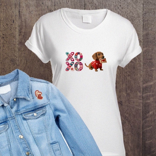 Naprasowanki, Naplamki, Termo Naklejki na Ubrania DTF - XOXO, Jamnik