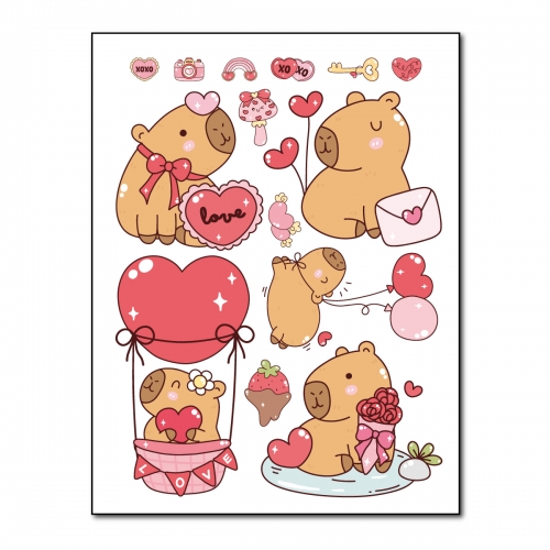 Naprasowanki, Naplamki, Termo Naklejki na Ubrania DTF - Kapibara Love