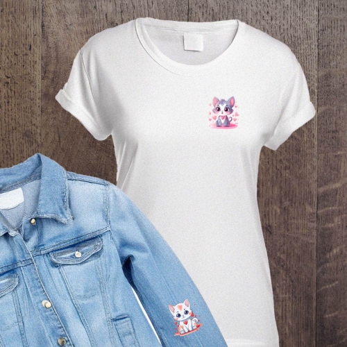 Naprasowanki, Naplamki, Termo Naklejki na Ubrania DTF - Koty KAWAII