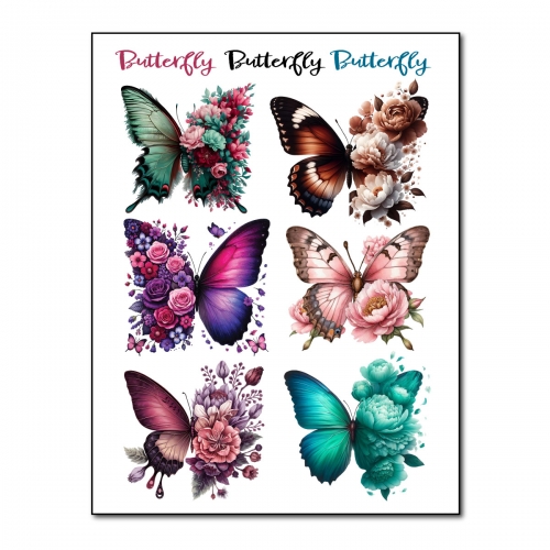 Naprasowanki, Naplamki, Termo Naklejki na Ubrania DTF - Motyle 6 el.