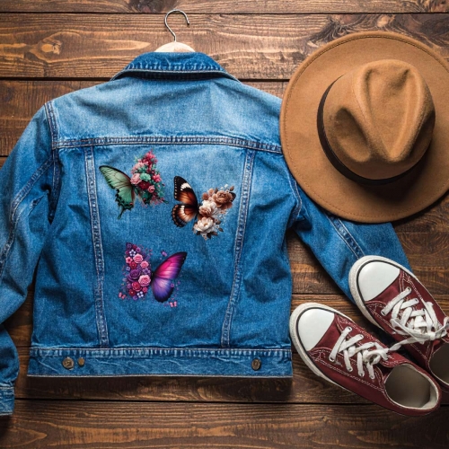 Naprasowanki, Naplamki, Termo Naklejki na Ubrania DTF - Motyle 6 el.