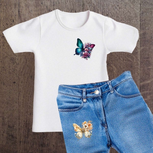 Naprasowanki, Naplamki, Termo Naklejki na Ubrania DTF - Motyle 4 el.