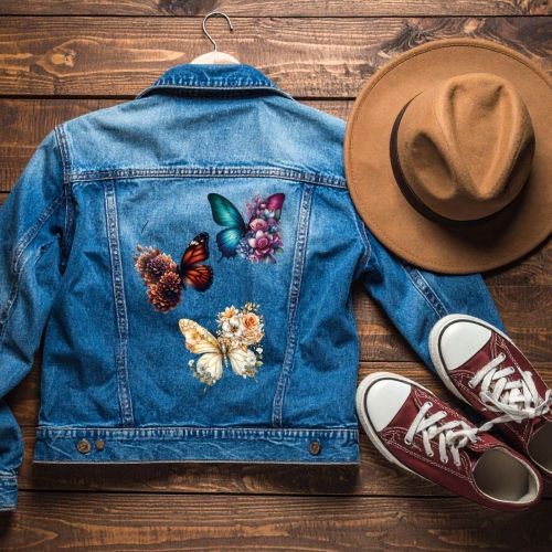 Naprasowanki, Naplamki, Termo Naklejki na Ubrania DTF - Motyle 4 el.