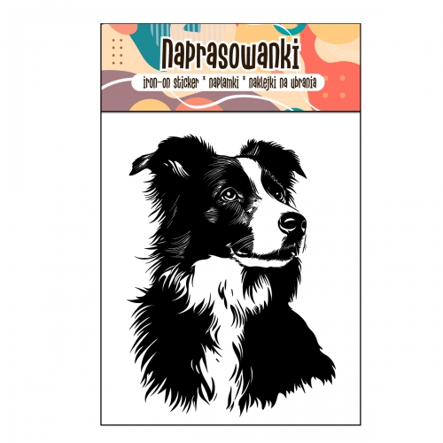Naprasowanki, Naplamki, Termo Naklejki na Ubrania DTF - Pies 3, Border Collie