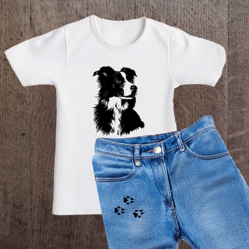 Naprasowanki, Naplamki, Termo Naklejki na Ubrania DTF - Pies 3, Border Collie