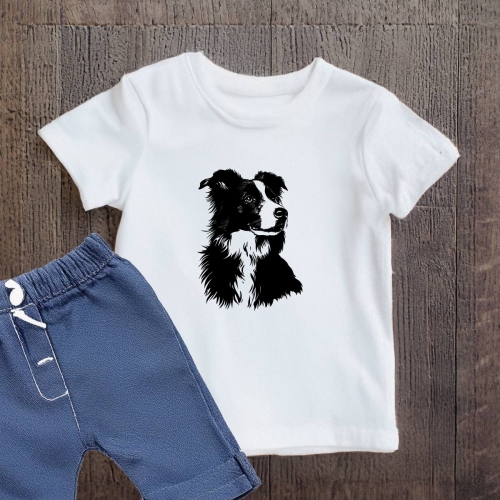 Naprasowanki, Naplamki, Termo Naklejki na Ubrania DTF - Pies 3, Border Collie