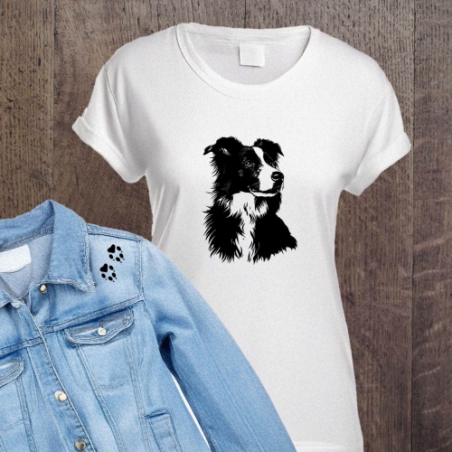 Naprasowanki, Naplamki, Termo Naklejki na Ubrania DTF - Pies 3, Border Collie