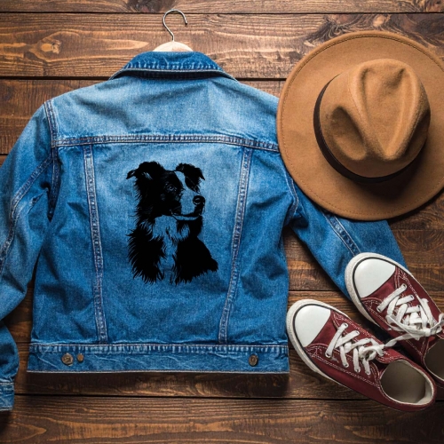 Naprasowanki, Naplamki, Termo Naklejki na Ubrania DTF - Pies 3, Border Collie