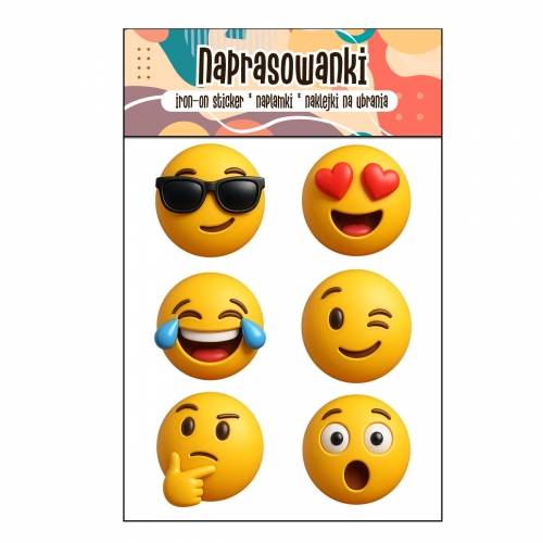 Emotki, Emoji, Emotikony, Naprasowanki, Naplamki, Termo Naklejki na Ubrania DTF