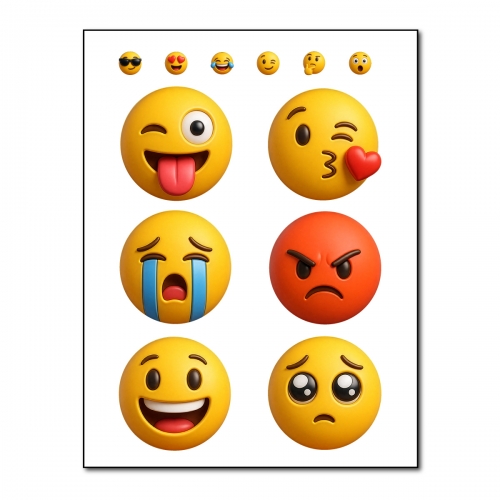 Emotki, Emoji, Emocje, Naprasowanki, Naplamki, Termo Naklejki na Ubrania DTF