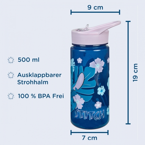 Butelka ze Słomką, Bidon dla dzieci, 500 ml, Lilo i Stitch